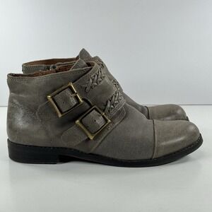 Lucky Brand LK-Daker Gray Cap Toe Leather Ankle Booties Women's‎ Size 7 M